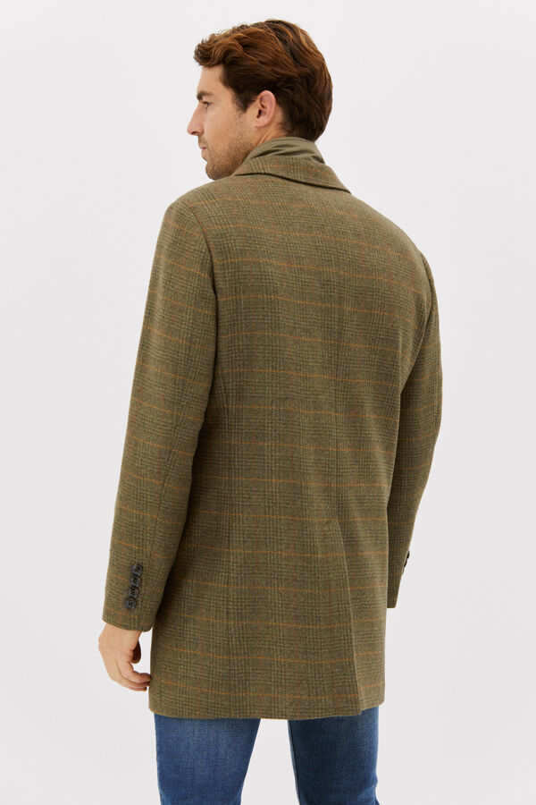 Cortefiel Abrigo cuadros Verde