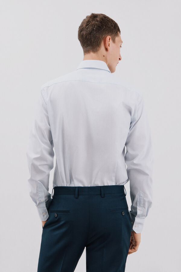 Cortefiel Camisa vestir cuadros slim fit f&aacute;cil plancha Azul