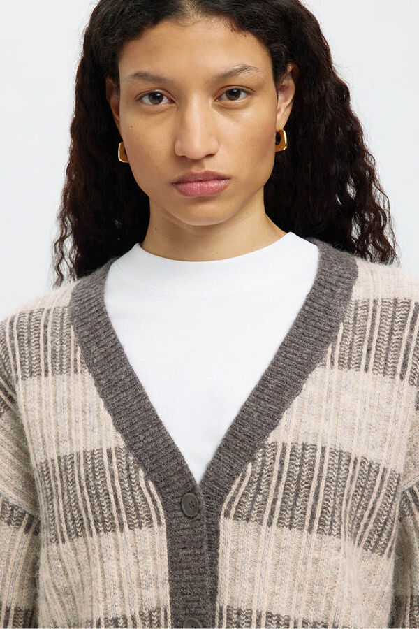 Selected C&aacute;rdigan cuello en pico alpaca y lana Gris