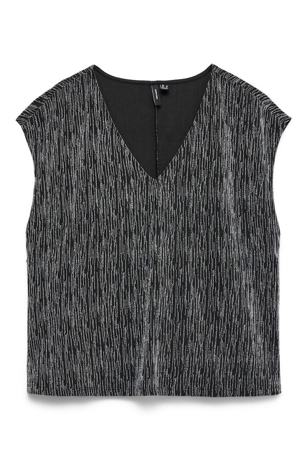 Vero Moda Top sin mangas cuello pico con l&uacute;rex Negro