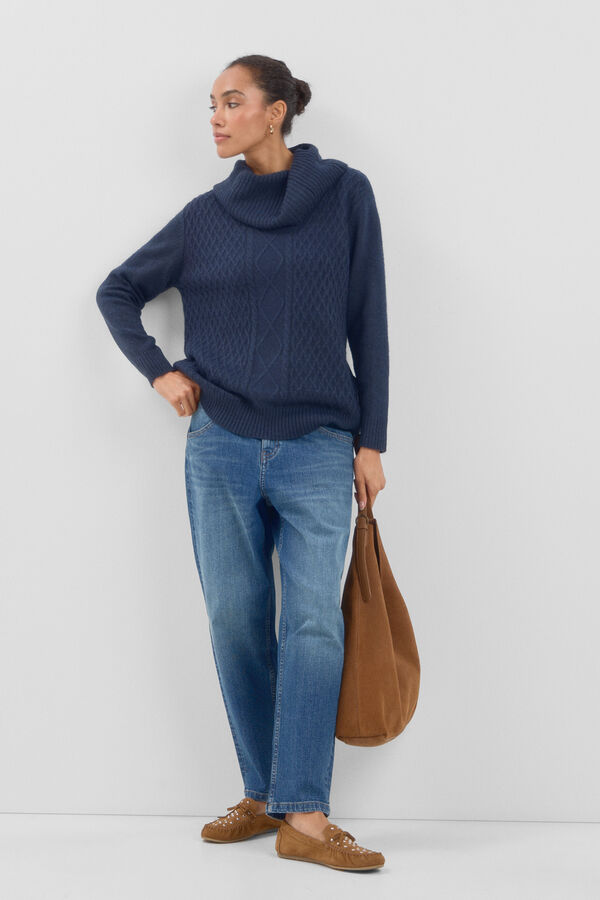 Cortefiel Jersey cuello vuelto Azul marino