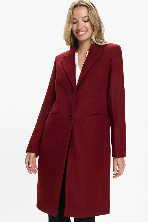 Vero Moda Abrigo de pa&ntilde;o midi de mujer Rojo