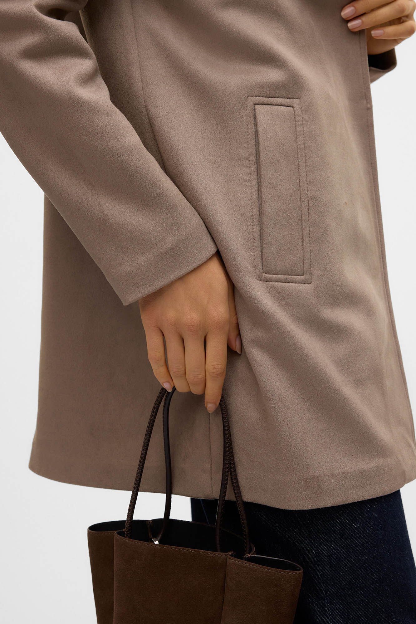 Vero Moda Abrigo fino efecto ante