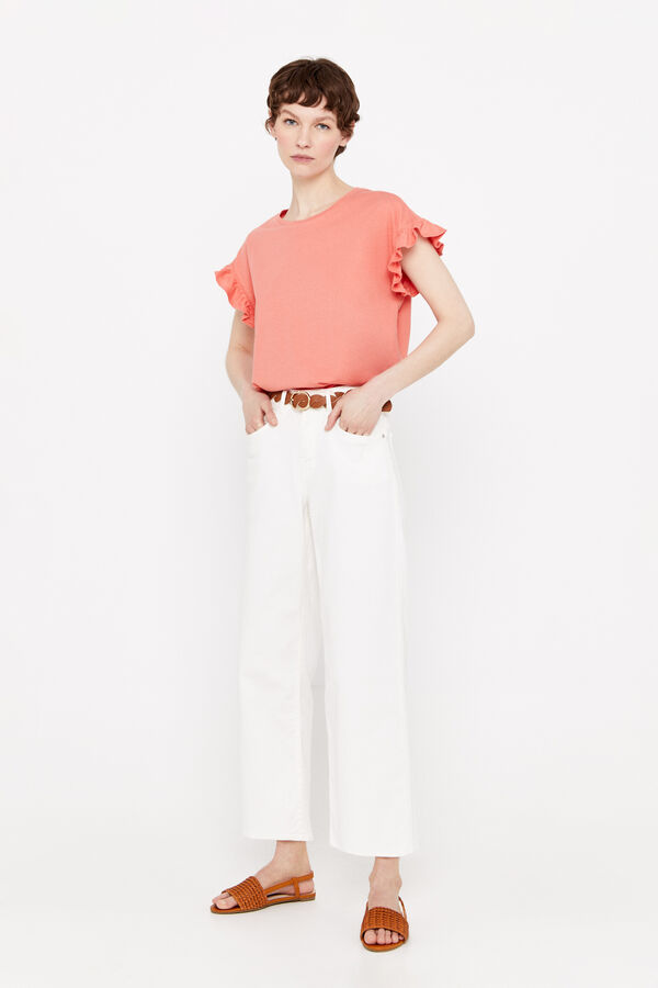 Cortefiel Camiseta volante Coral