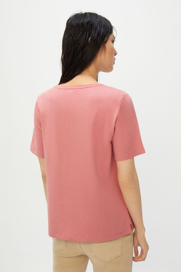 Cortefiel Camiseta básica cuello caja Rosa