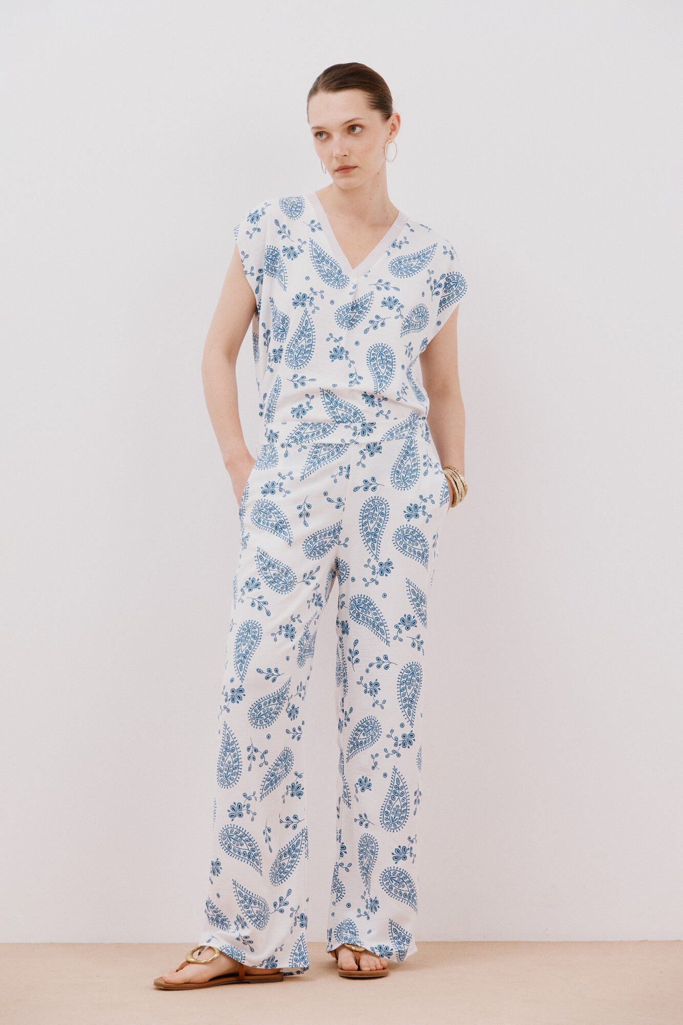 Cortefiel Pantal&oacute;n ancho estampado