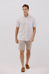 Cortefiel Camisa riscas de manga curta Branco