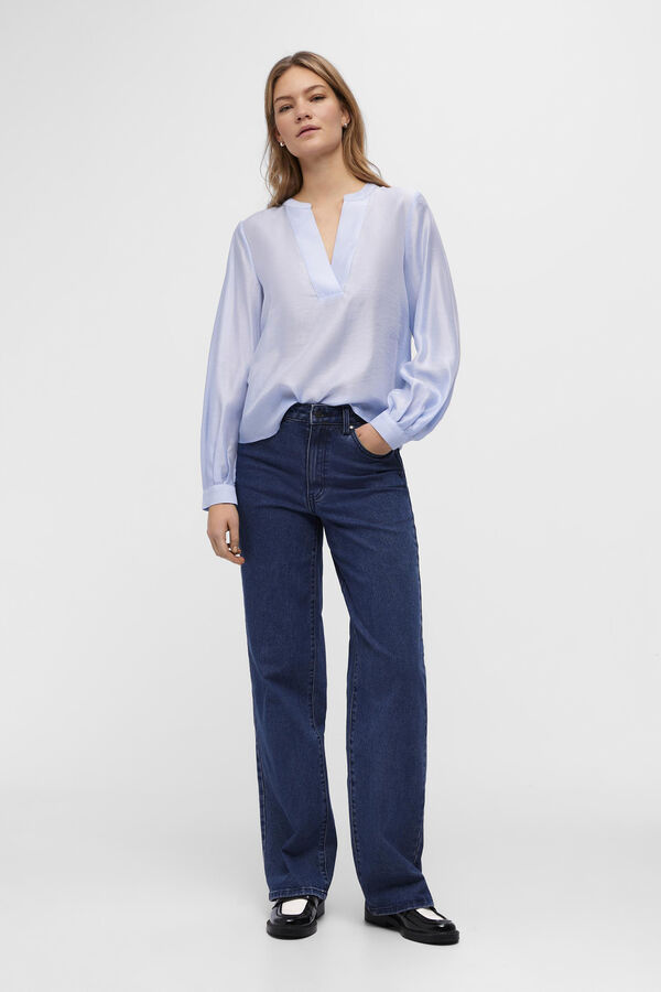 Object Blusa de manga larga y escote de pico Azul