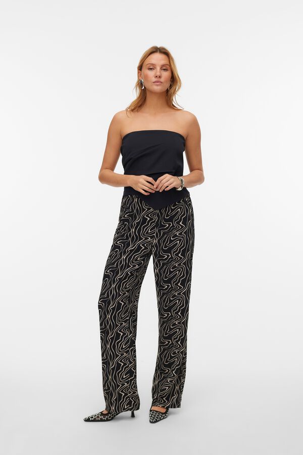 Vero Moda Pantal&oacute;n fluido estampado Negro