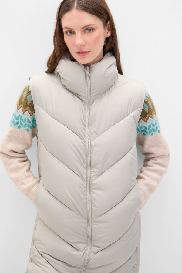 Cortefiel Colete comprido pesco&ccedil;o chamin&eacute; Cinzento