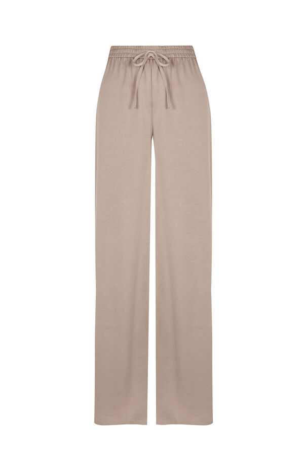 Slowlove Pantal&oacute;n fluido satinado Beige