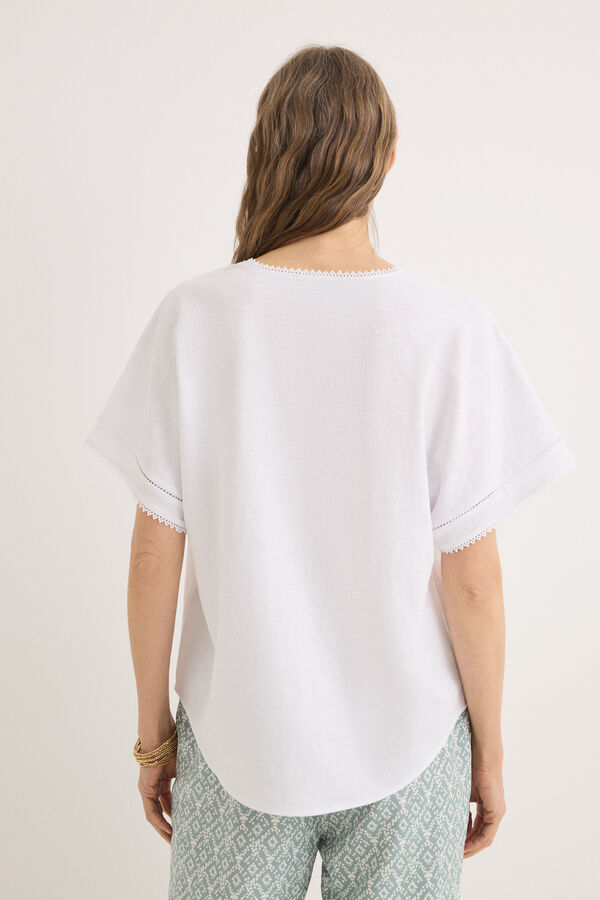 Cortefiel Blusa puntilla entredoses Blanco