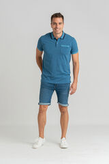 Privata Manga curta 100% algod&atilde;o Azul