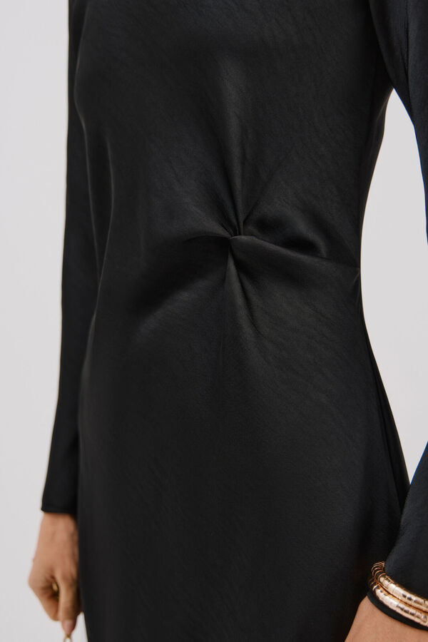 Cortefiel Vestido satinado nudo Negro
