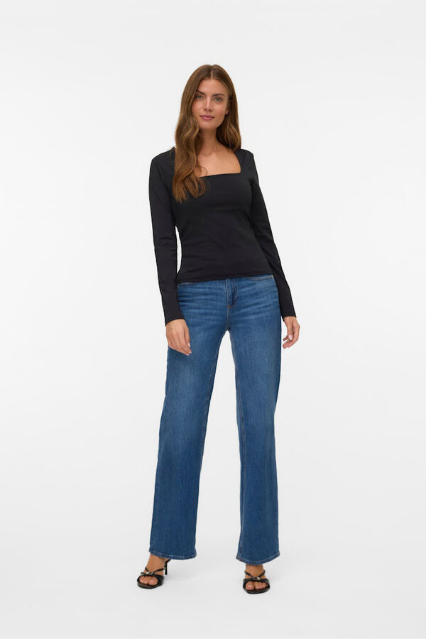 Vero Moda Top de manga comprida com manga quadrado Preto