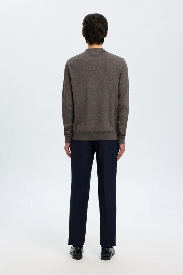 Selected Jersey polo media cremallera 100% algod&oacute;n. Gris