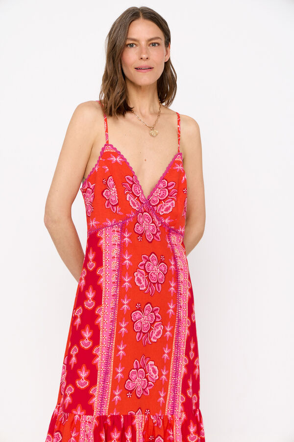 Cortefiel Vestido estampado bordado Multicolorido