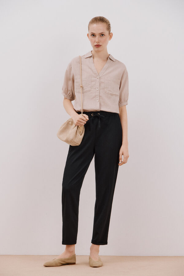 Cortefiel Calças muito fluído Preto