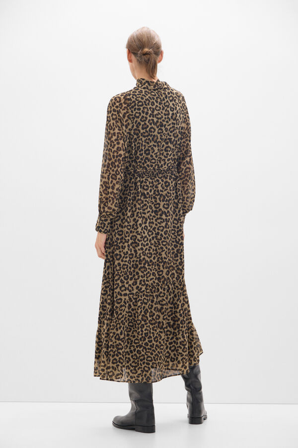 Cortefiel Vestido largo estampado leopardo Multicolor