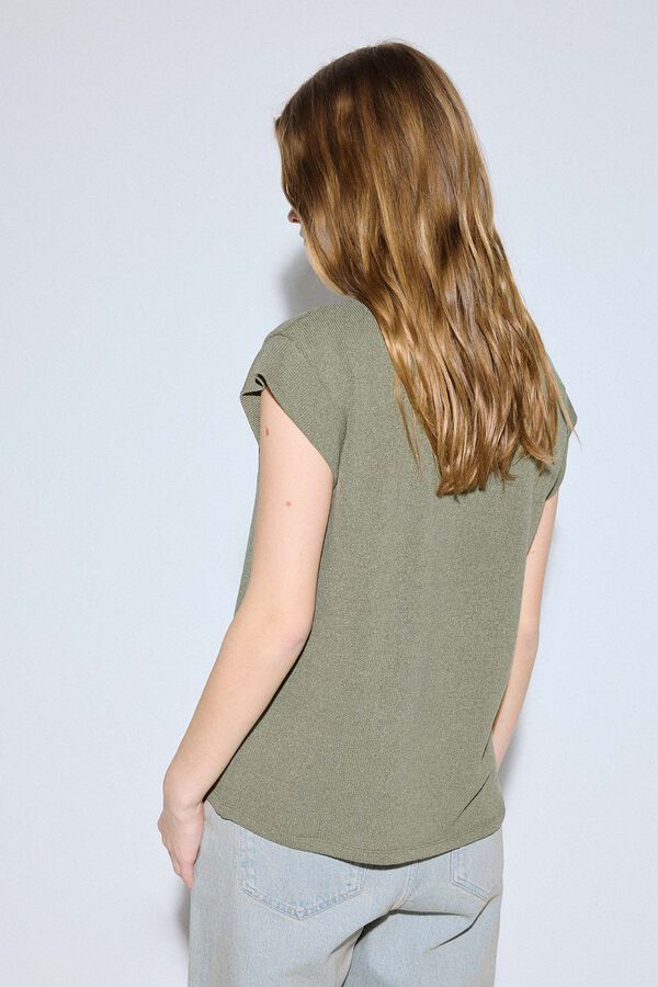 Slowlove Camiseta estructura b&aacute;sica Kaki