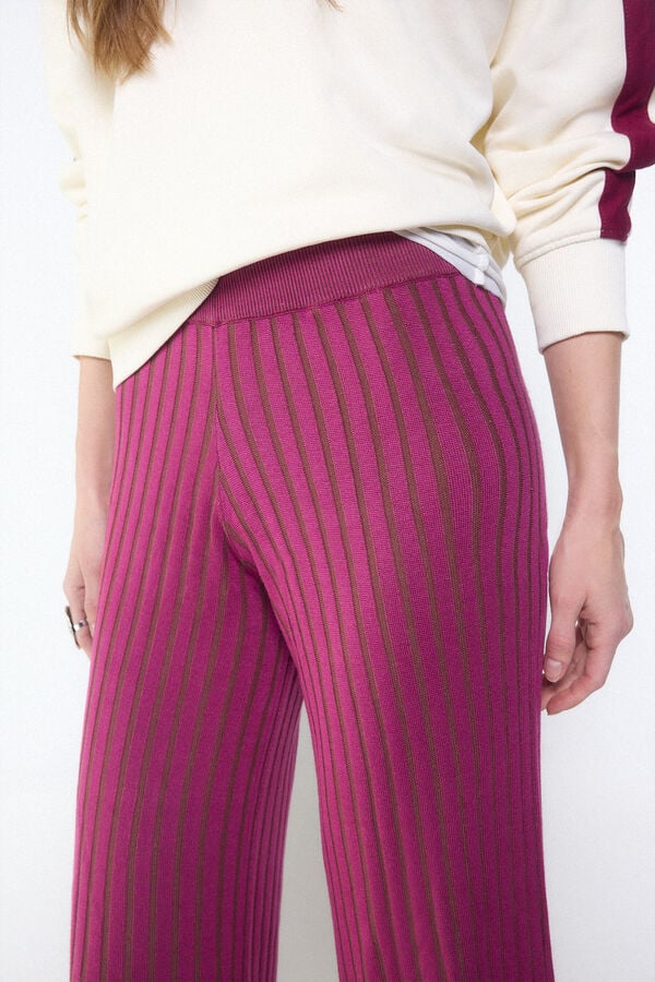 Slowlove Cal&ccedil;a de malha canelada Subiu