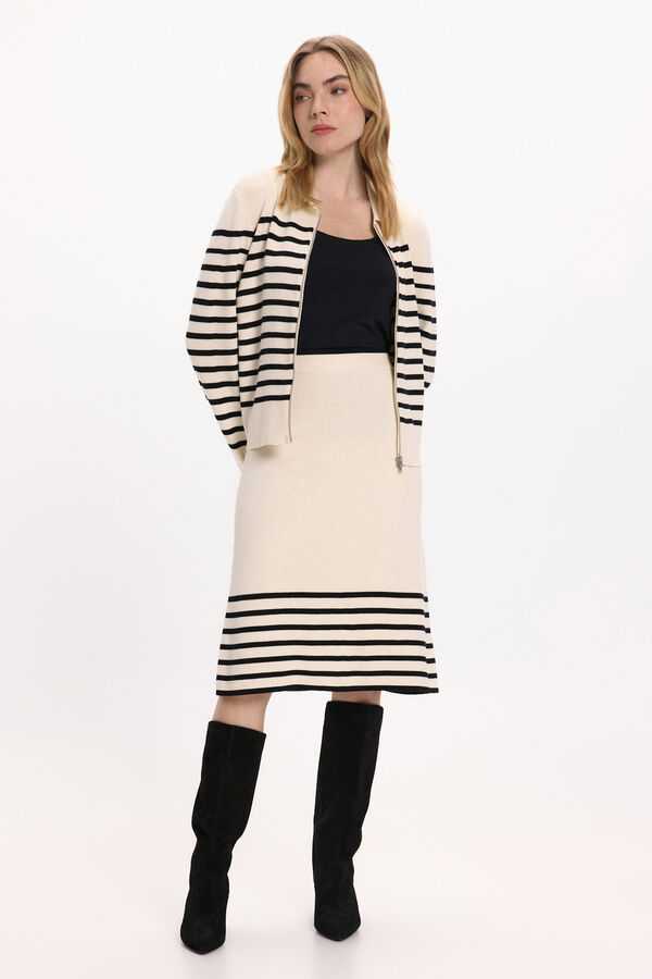 Vila Falda midi de punto con viscosa Beige