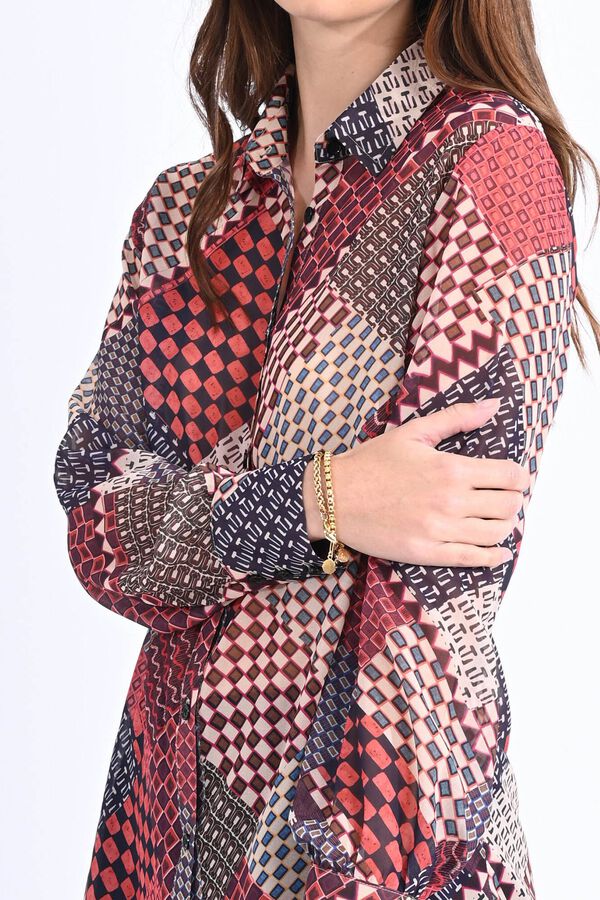 Molly Bracken Camisa vaporosa estampada Vermelho