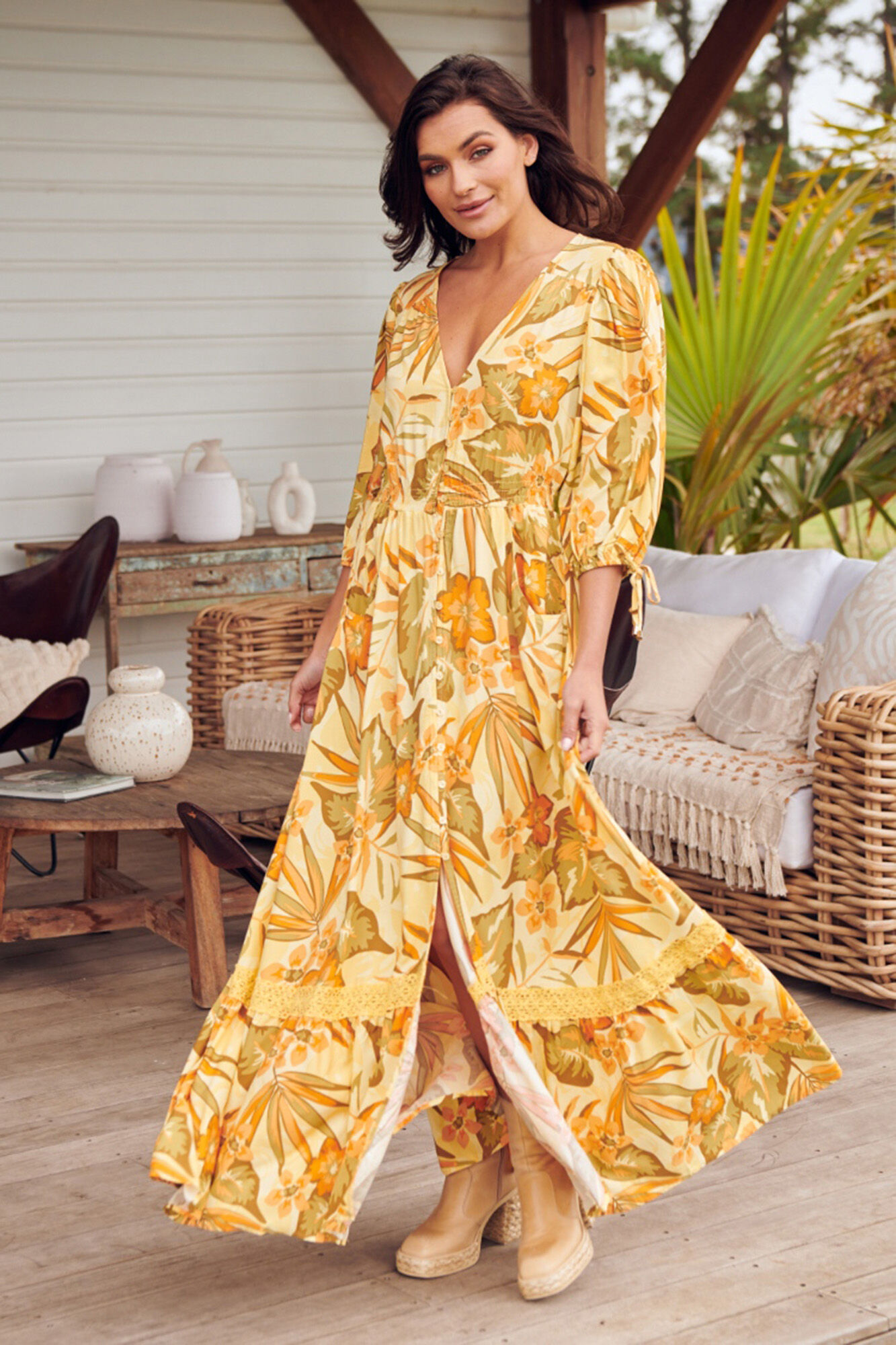 Jaase Vestido de manga 3/4 