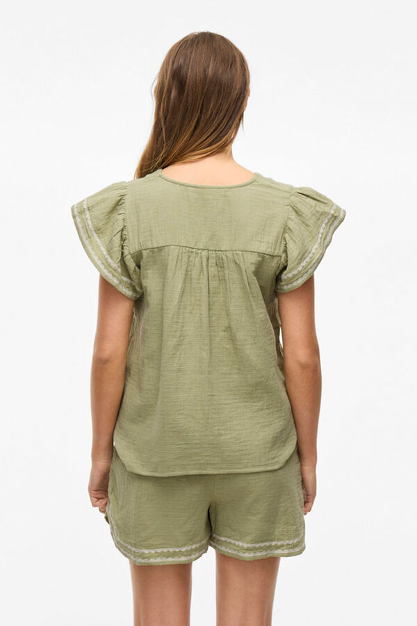 Vila Blusa com bordado étnico Verde