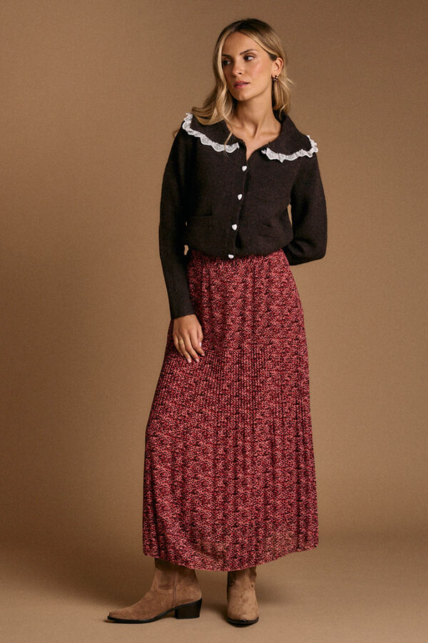 Pol&iacute;n Et Moi Falda plisada Nani Estampado granate