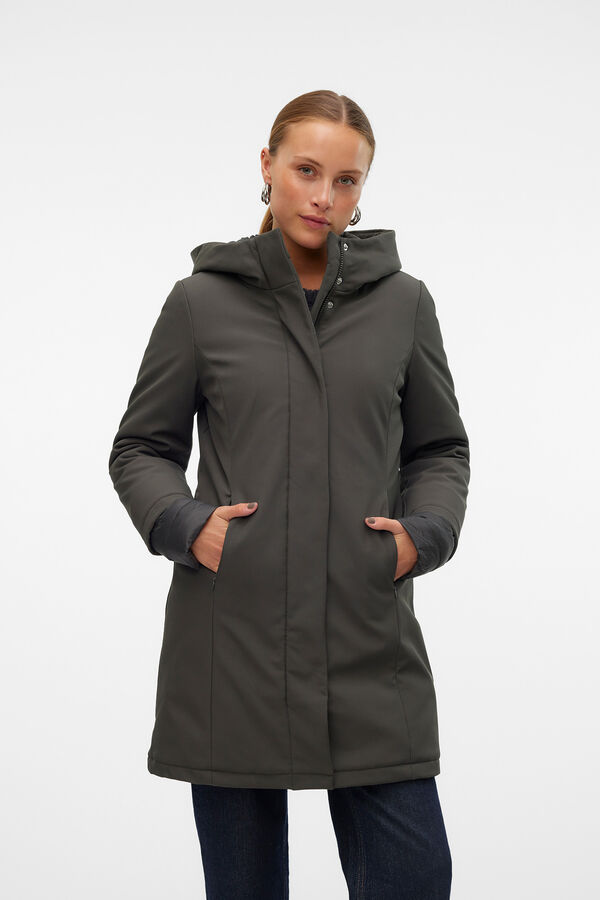 Vero Moda Sobretudo feminino com capuz Cinzento