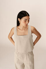 Grace & Mila Top de alças tecido com riscas Branco