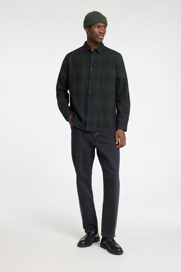 Selected Camisa de manga larga Slim Fit confeccionada con algod&oacute;n reciclado. Verde oscuro