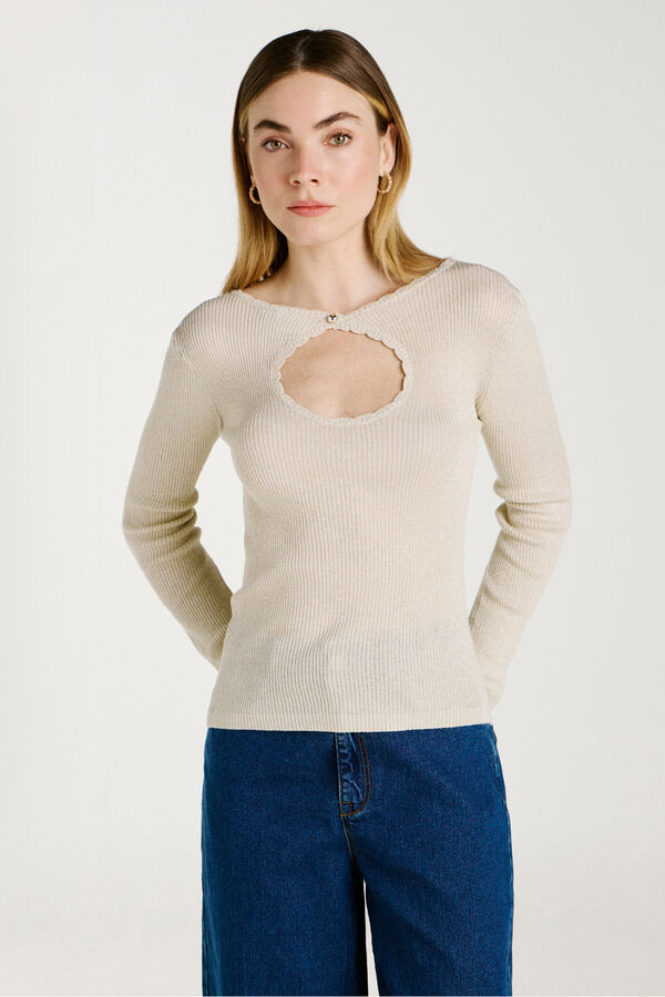 Vila Top de punto reversible con l&uacute;rex Beige