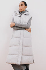 Cortefiel Chaleco largo cuello con capucha Gris