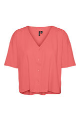 Vero Moda Top de linho manga curta Vermelho