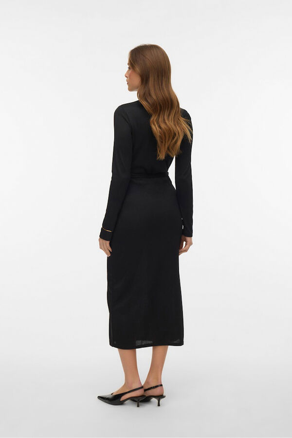 Vero Moda Vestido midi de punto cuello subido Negro
