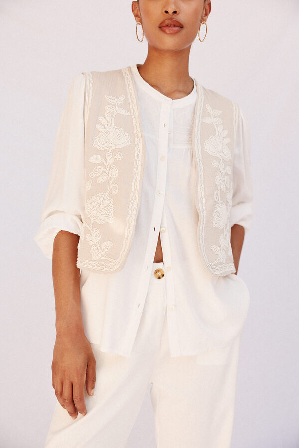 Cortefiel Chaleco bordados Beige