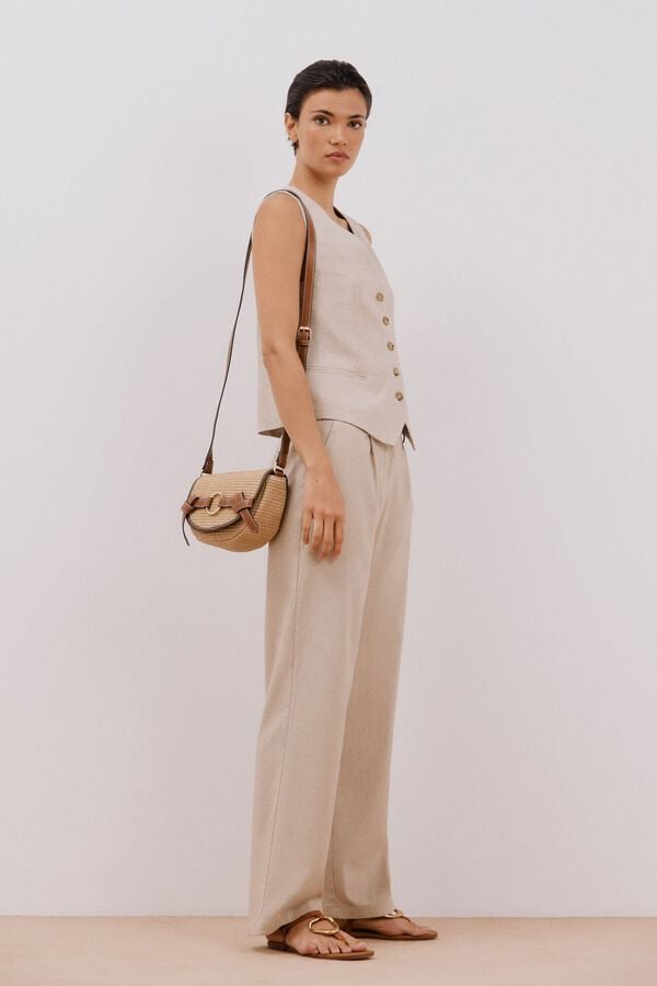 Cortefiel Colete aberto com manga cavas Castanho