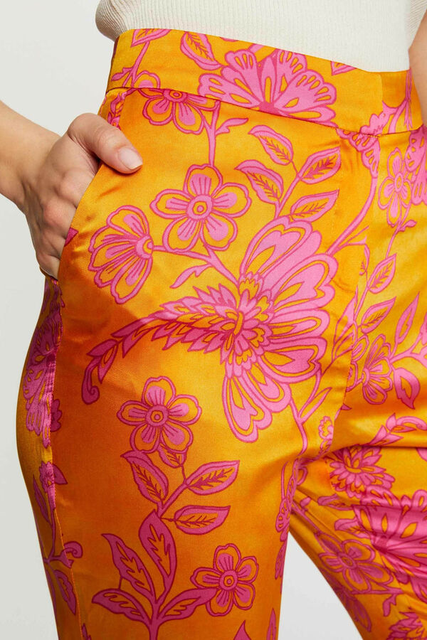 Morgan Pantal&oacute;n ajustado estampado Estampado naranja