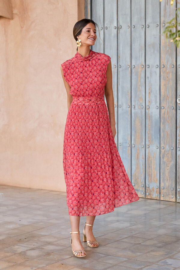 Pol&iacute;n Et Moi Vestido floral Pertina Laranja