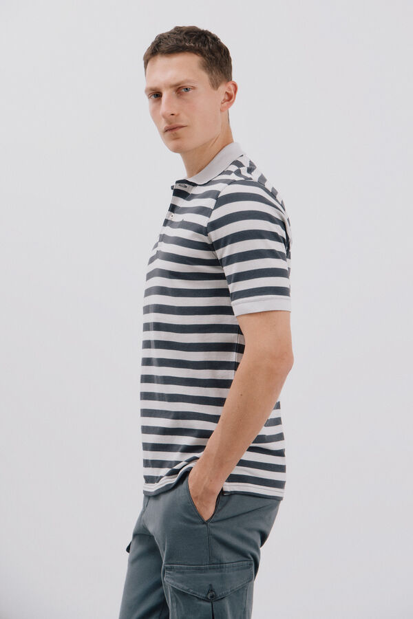 Cortefiel Polo piqu&eacute; de rayas Gris