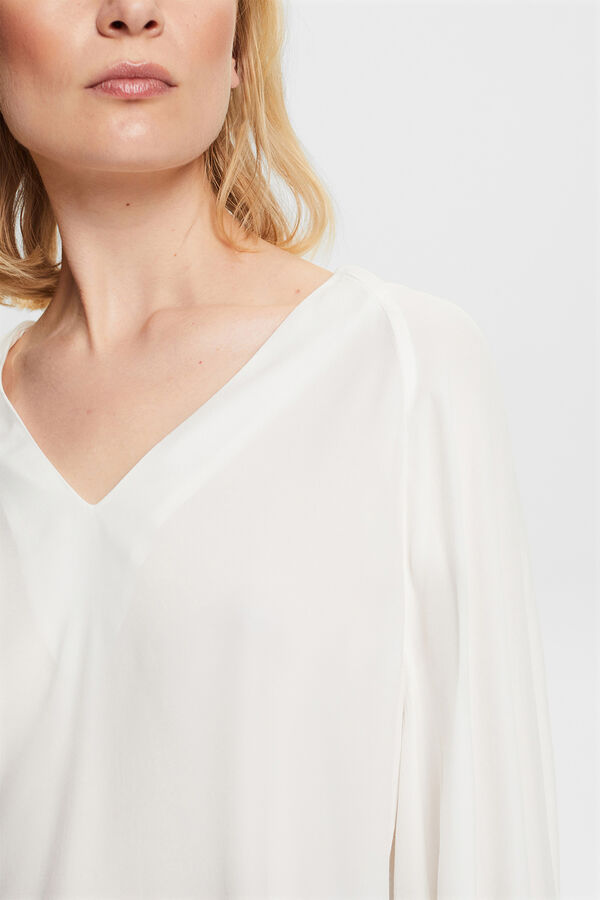 Cortefiel Blusa satinada con viscosa Blanco