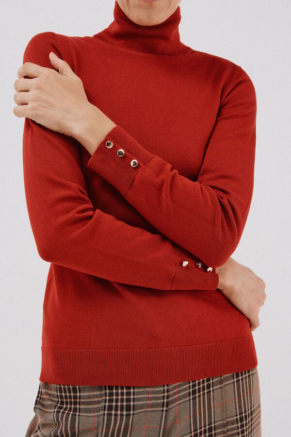 Cortefiel Jersey cuello vuelto Rojo