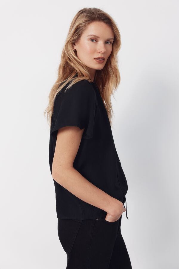 Cortefiel Blusa manga ragl&aacute;n Negro