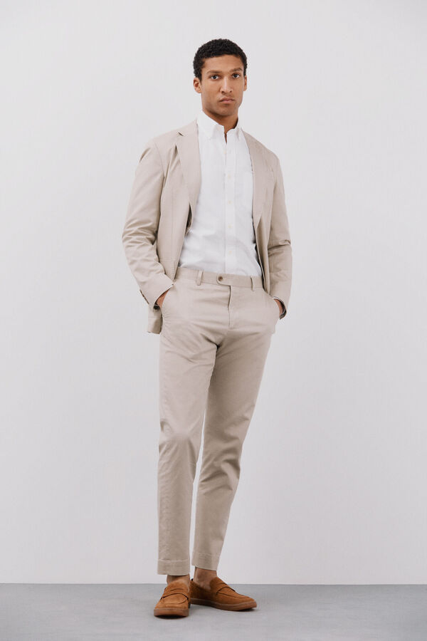 Cortefiel Pantal&oacute;n algod&oacute;n y lino Beige