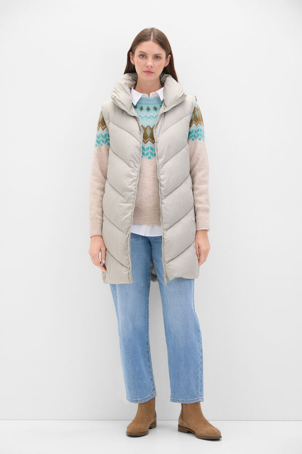 Cortefiel Colete comprido pesco&ccedil;o chamin&eacute; Cinzento