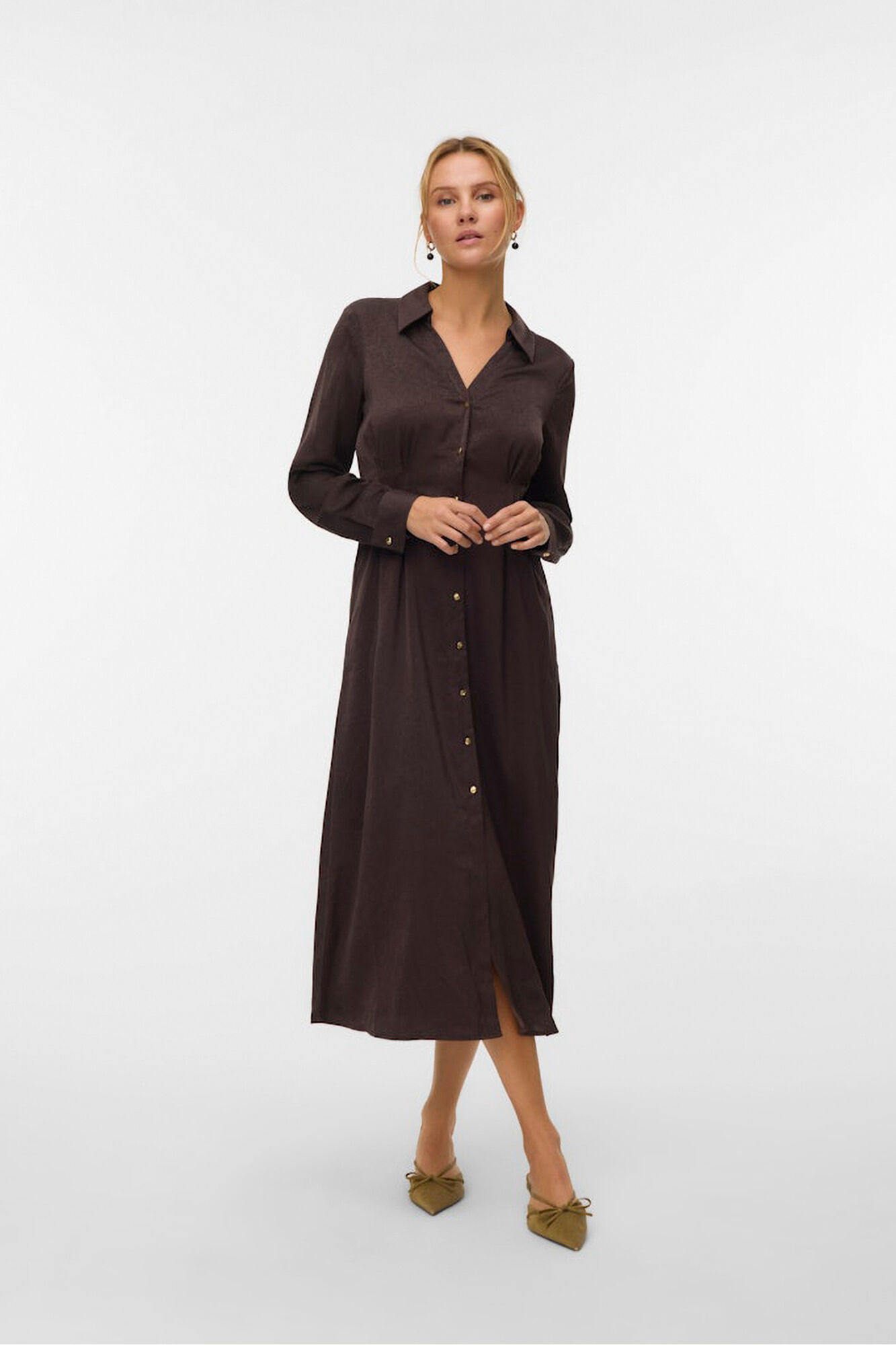 Vero Moda Vestido camisero efecto satinado