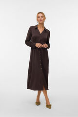 Vero Moda Vestido camisero efecto satinado Marr&oacute;n oscuro