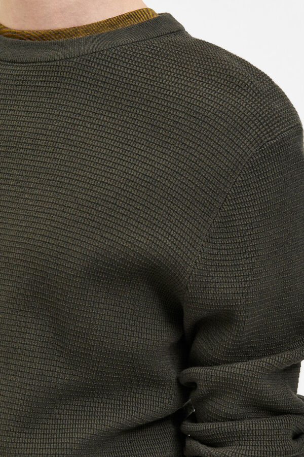 Cortefiel Jersey cuello caja 100% algodón orgánico Verde
